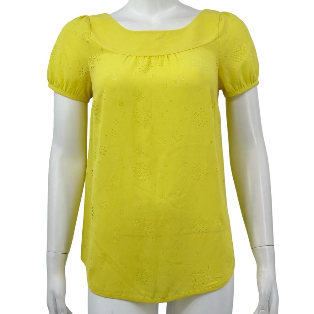 Vanessa Virginia Anthropologie Top Women 2 Fieldbloom Butter Yellow Peasant Boho